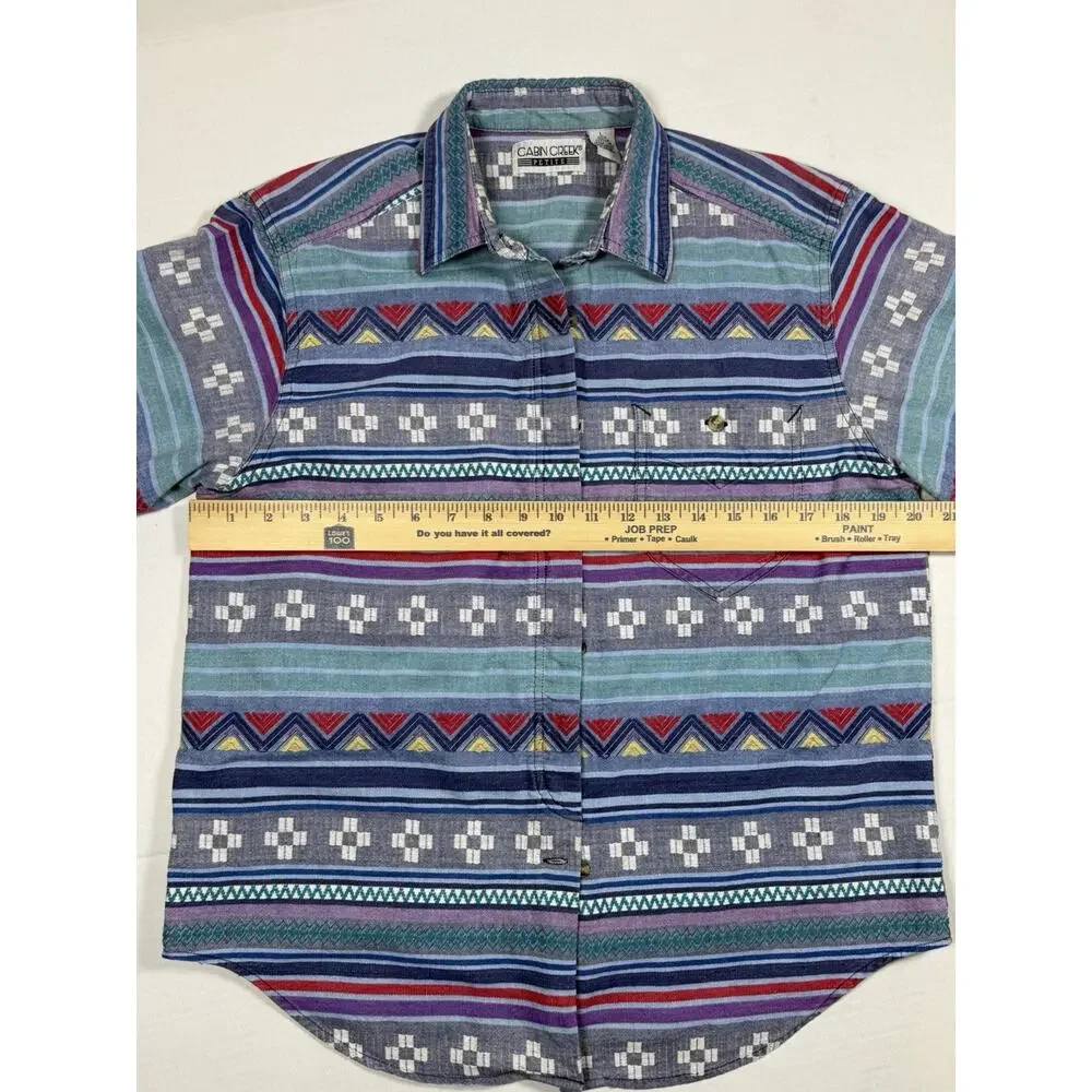 Cabin Creek Petite Southwestern‎ Vintage Style Shirt Women L Cotton Color